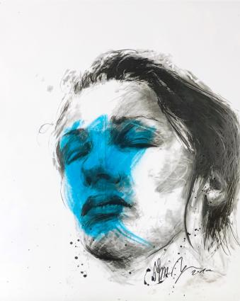 Visage femme bleu 1